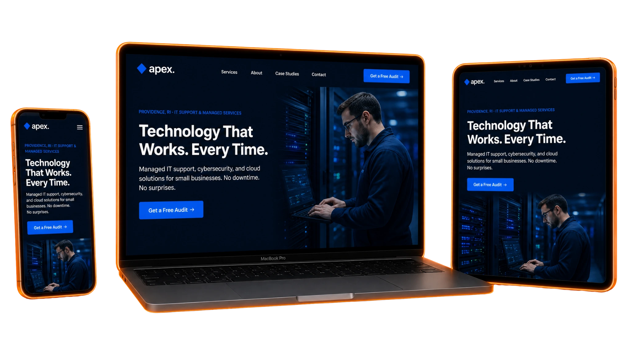 BuiltSimple website shown on desktop, tablet, and mobile
